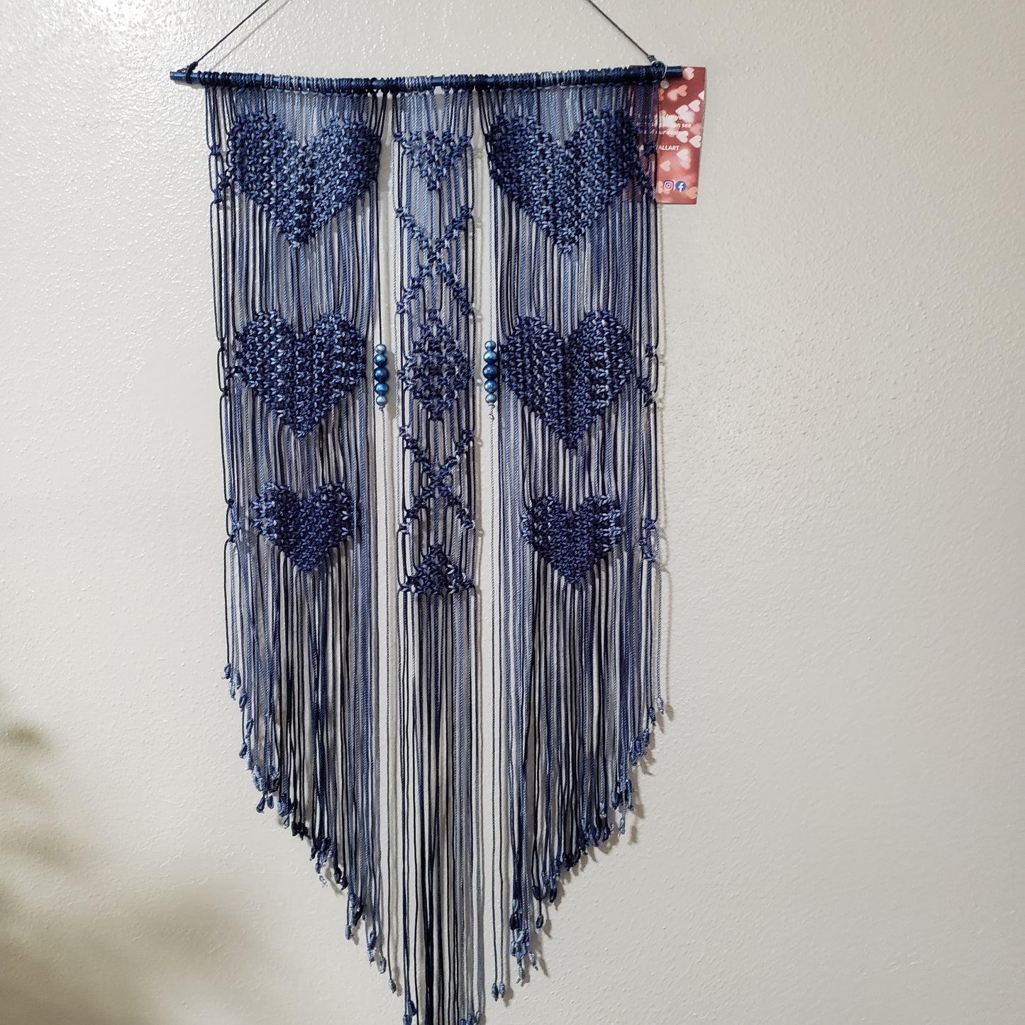 Multi Blue nylon cord Heart Macrame