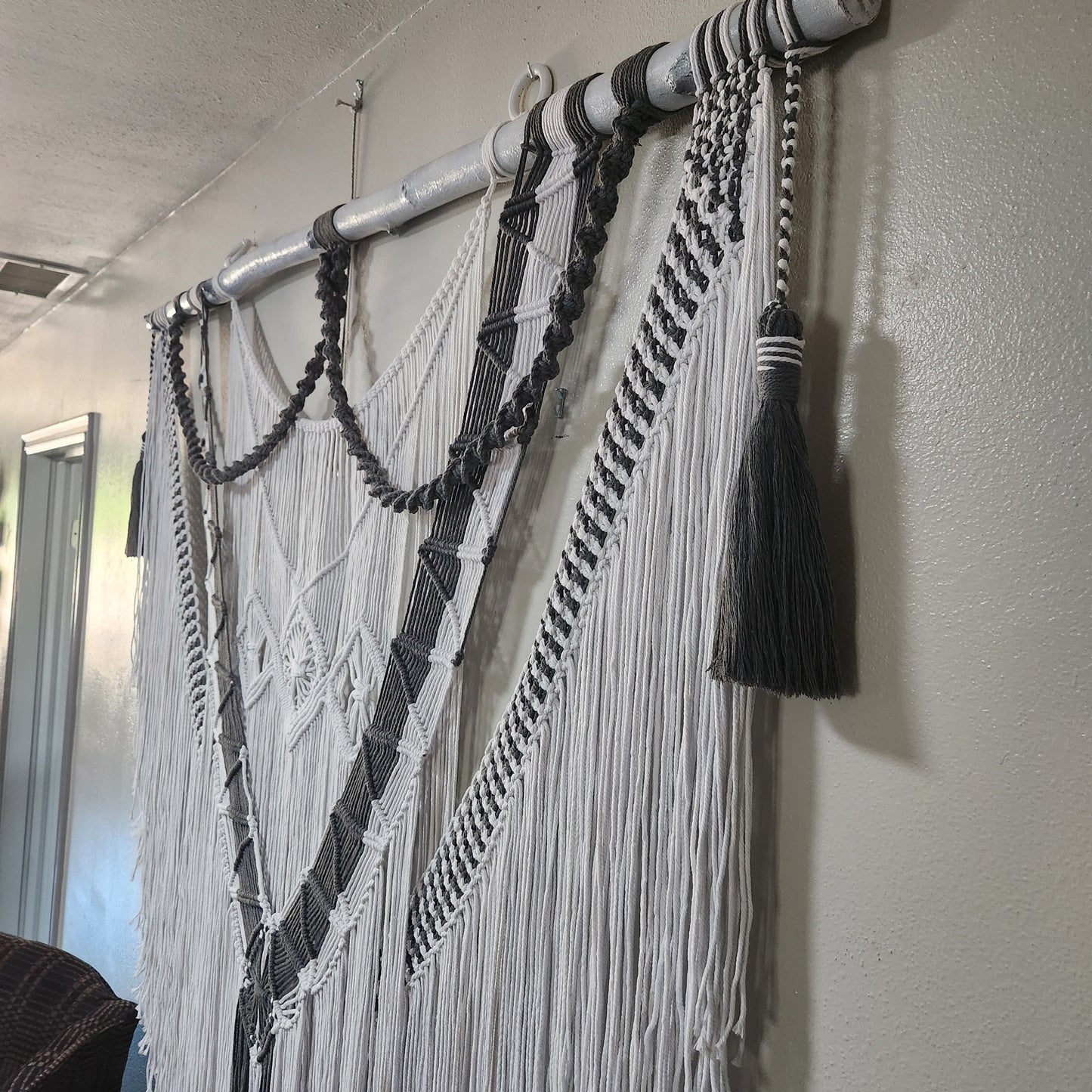 ANN- BOHO Gray and White Wall Hanging