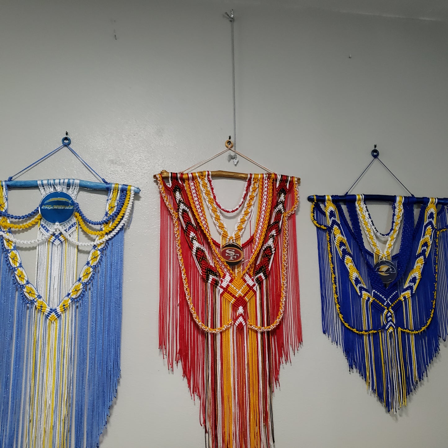 PRE-ORDER- Illuminated SF 49'ers Macrame wall hanging.