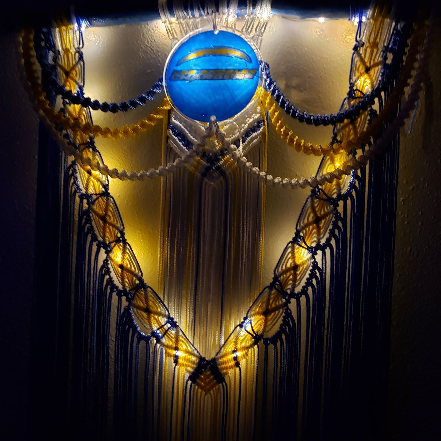 PRE-ORDER- Illuminated Chargers Macrame wall hanging.