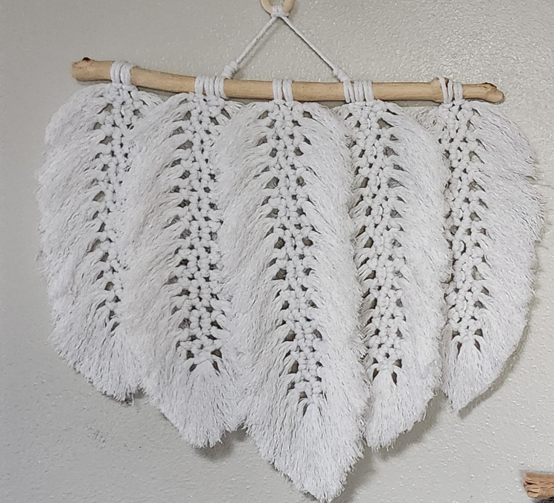Hand made macrame feather/leaves