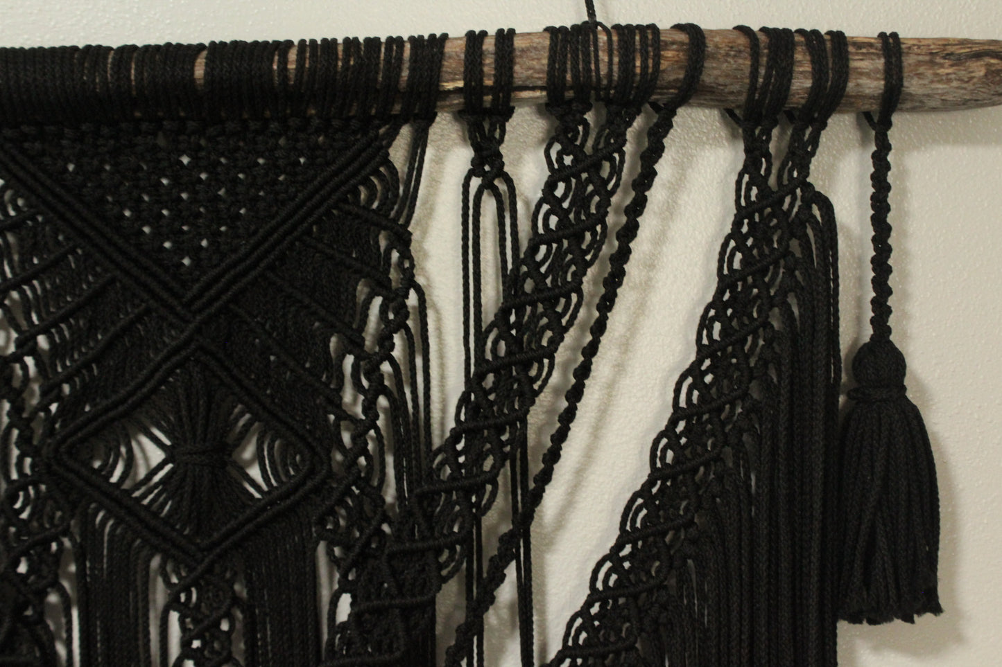 HEAVEN- Large Black Macrame on Drift Wood