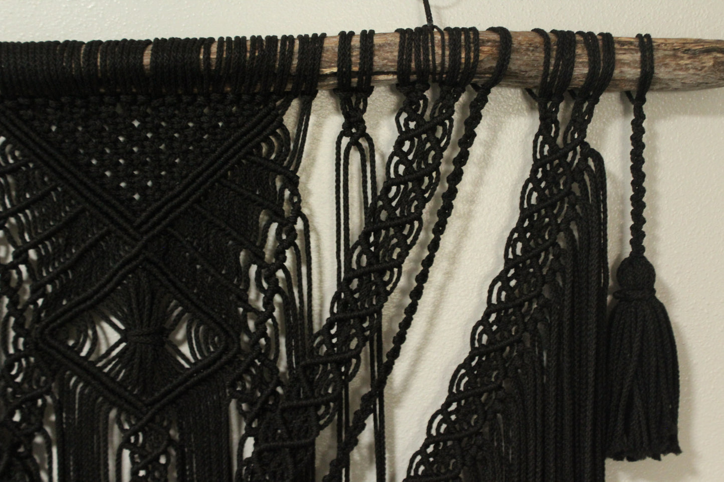 HEAVEN- Large Black Macrame on Drift Wood