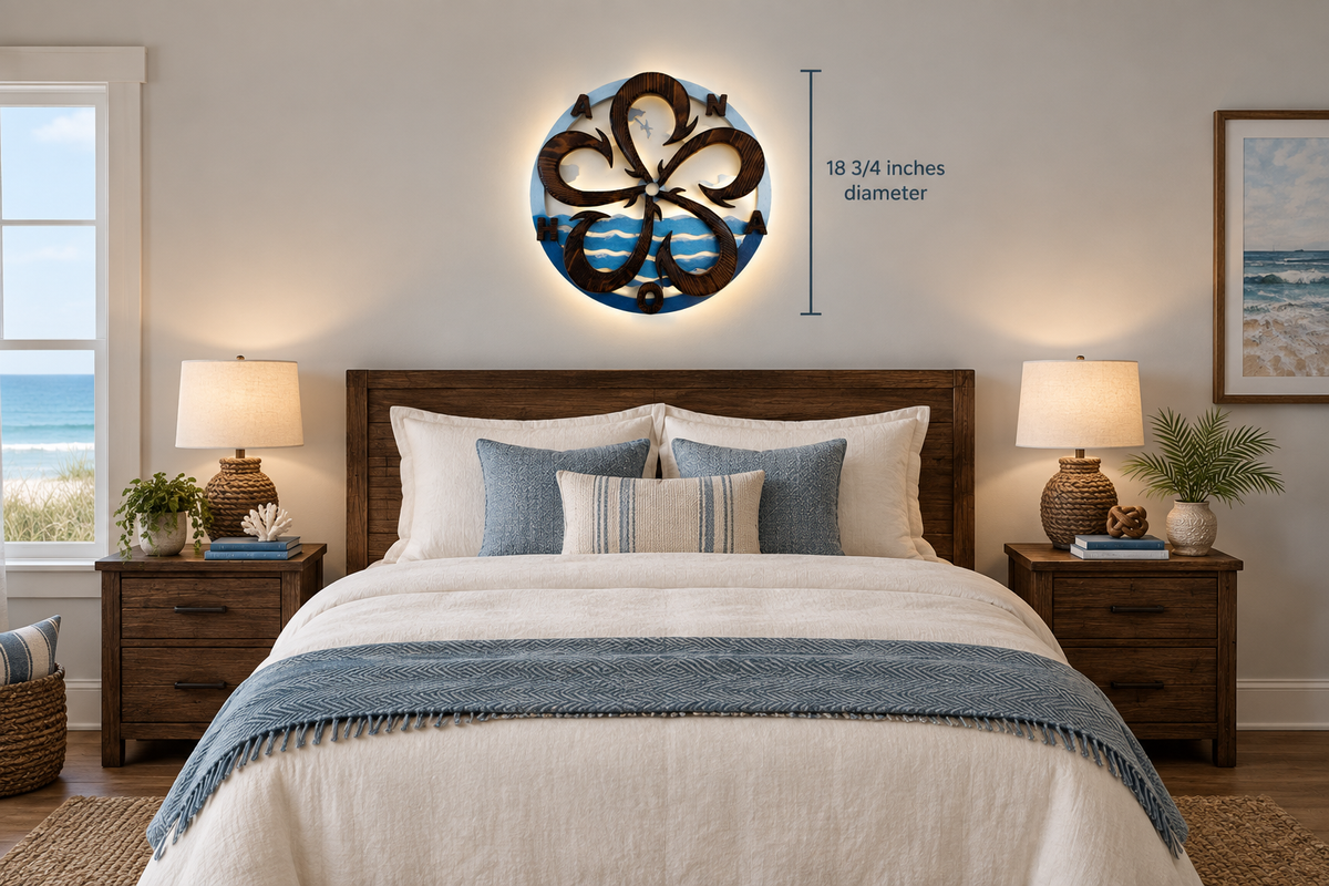 Queen-bedroom mockup with 18¾-inch artwork