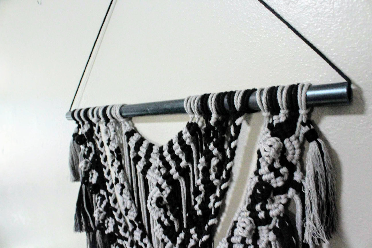 Small Black and Gray Macrame wall hanging