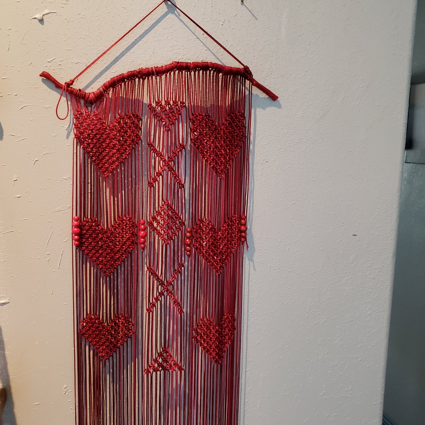 Multicolored Red Heart Macrame