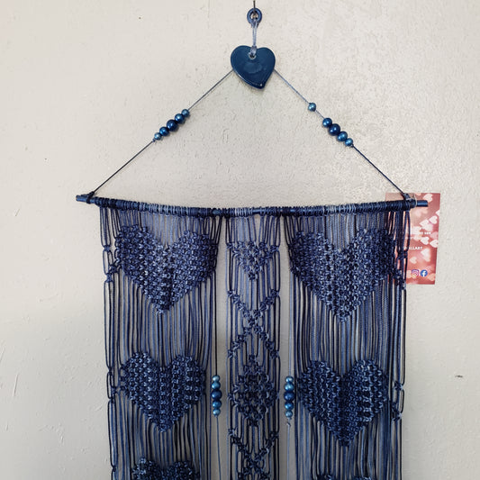 Multi Blue nylon cord  Heart Macrame