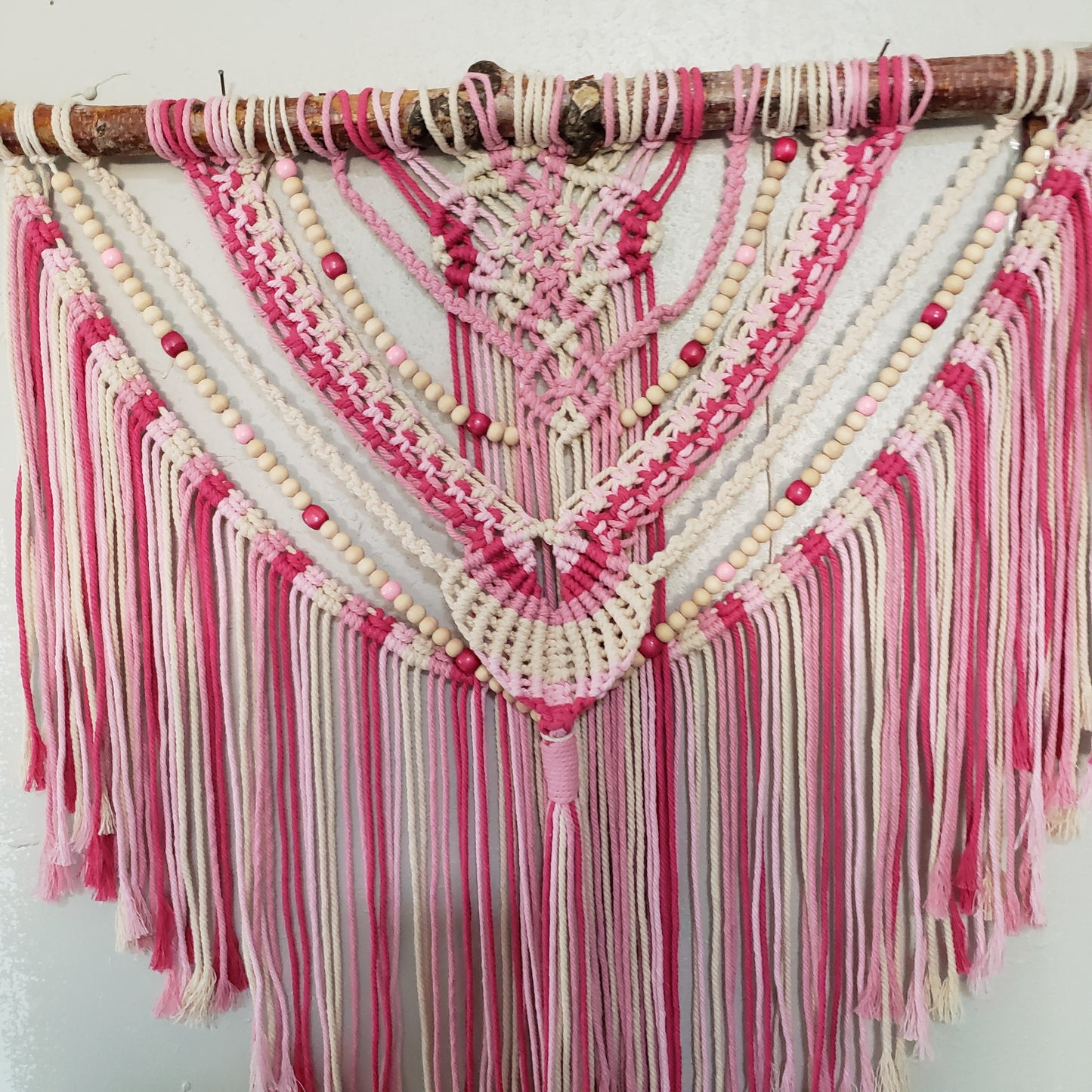 Pink and Natural Cotton Cord with beads