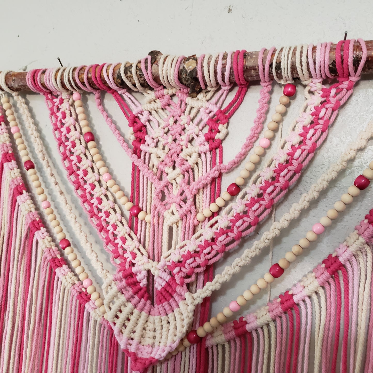 Pink and Natural Cotton Cord with beads