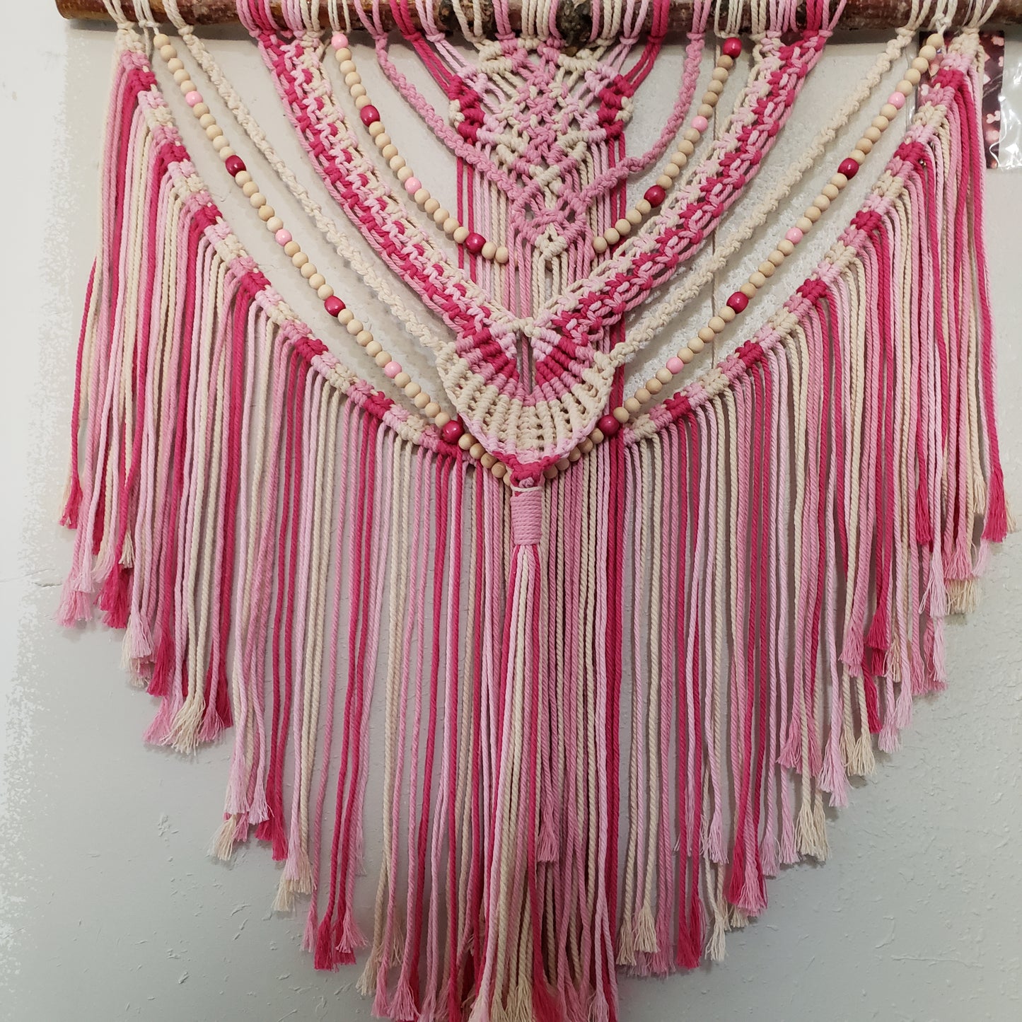 Pink and Natural Cotton Cord with beads