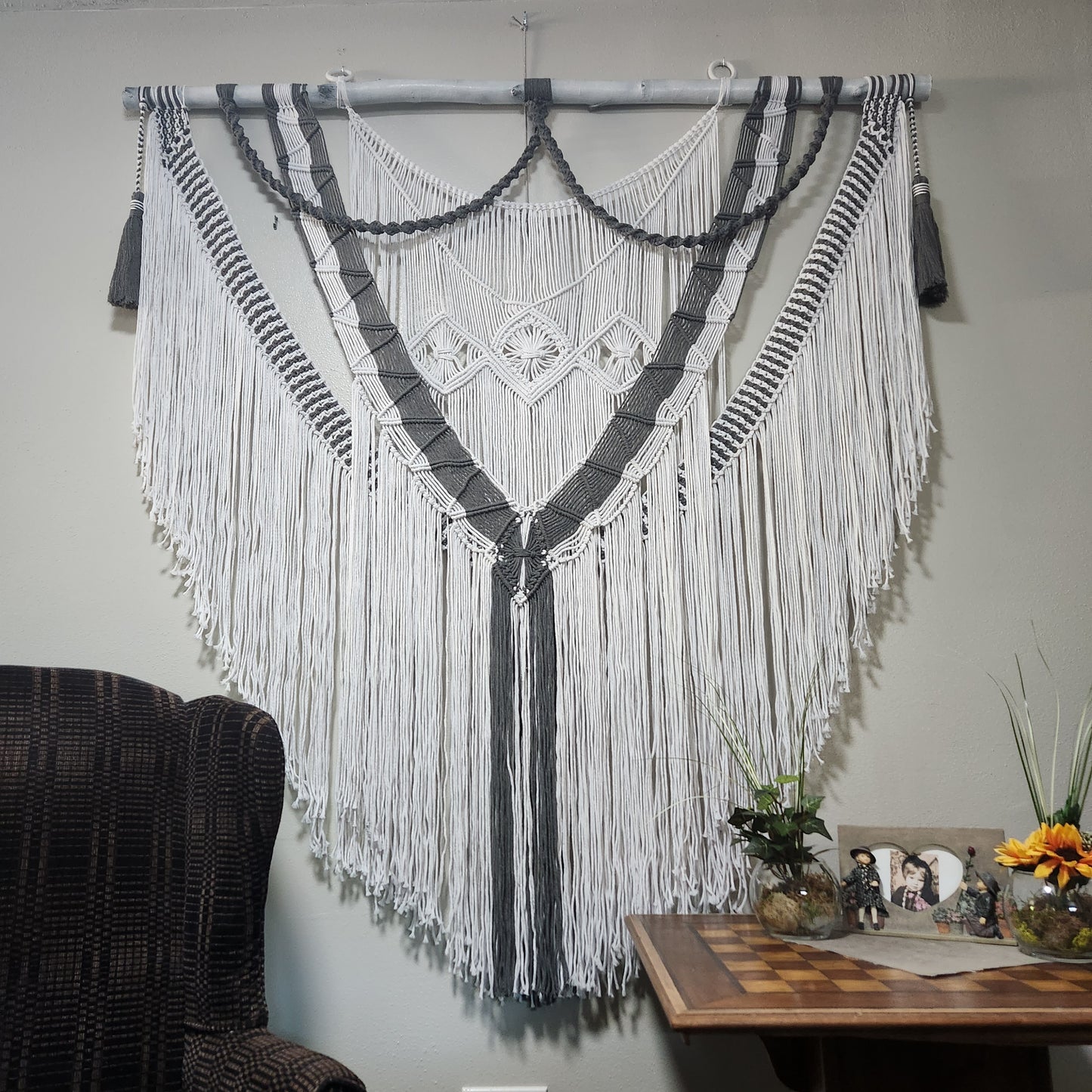 Giant Gray and White Wall Hanging