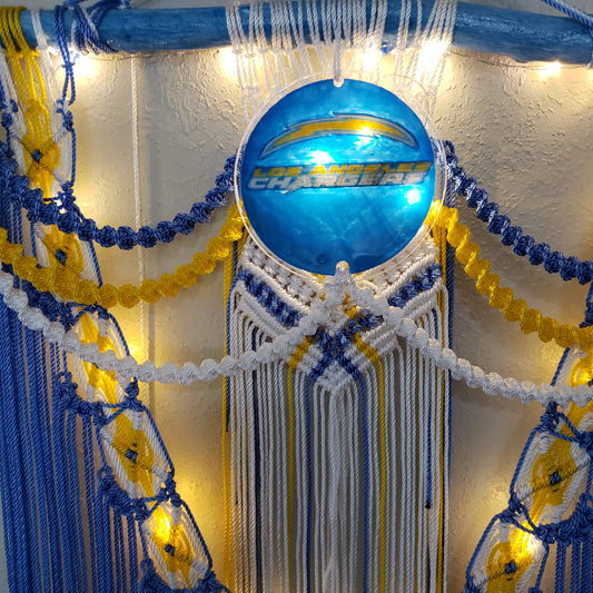 MADE TO ORDER- Chargers Light Up  Macrame wall hanging.