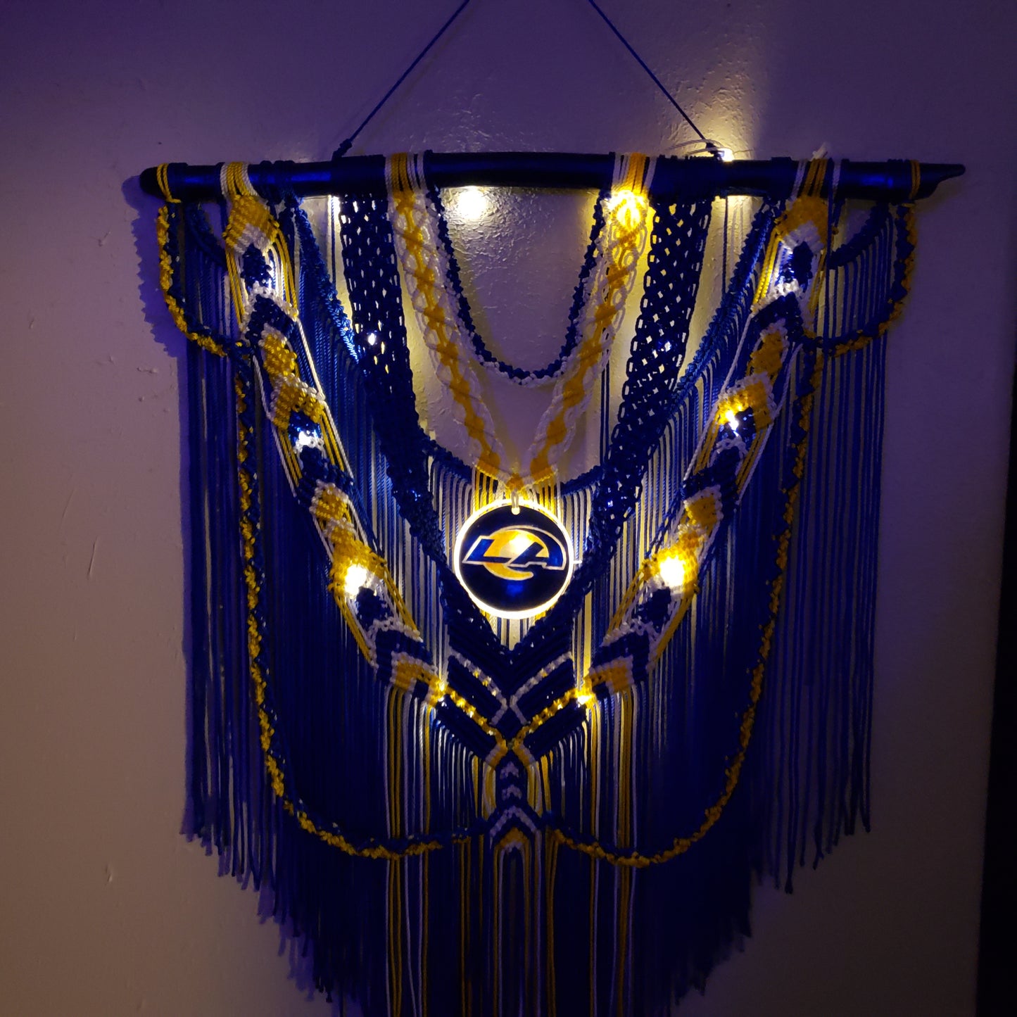 MADE TO ORDER- Rams Light Up  Macrame wall hanging.