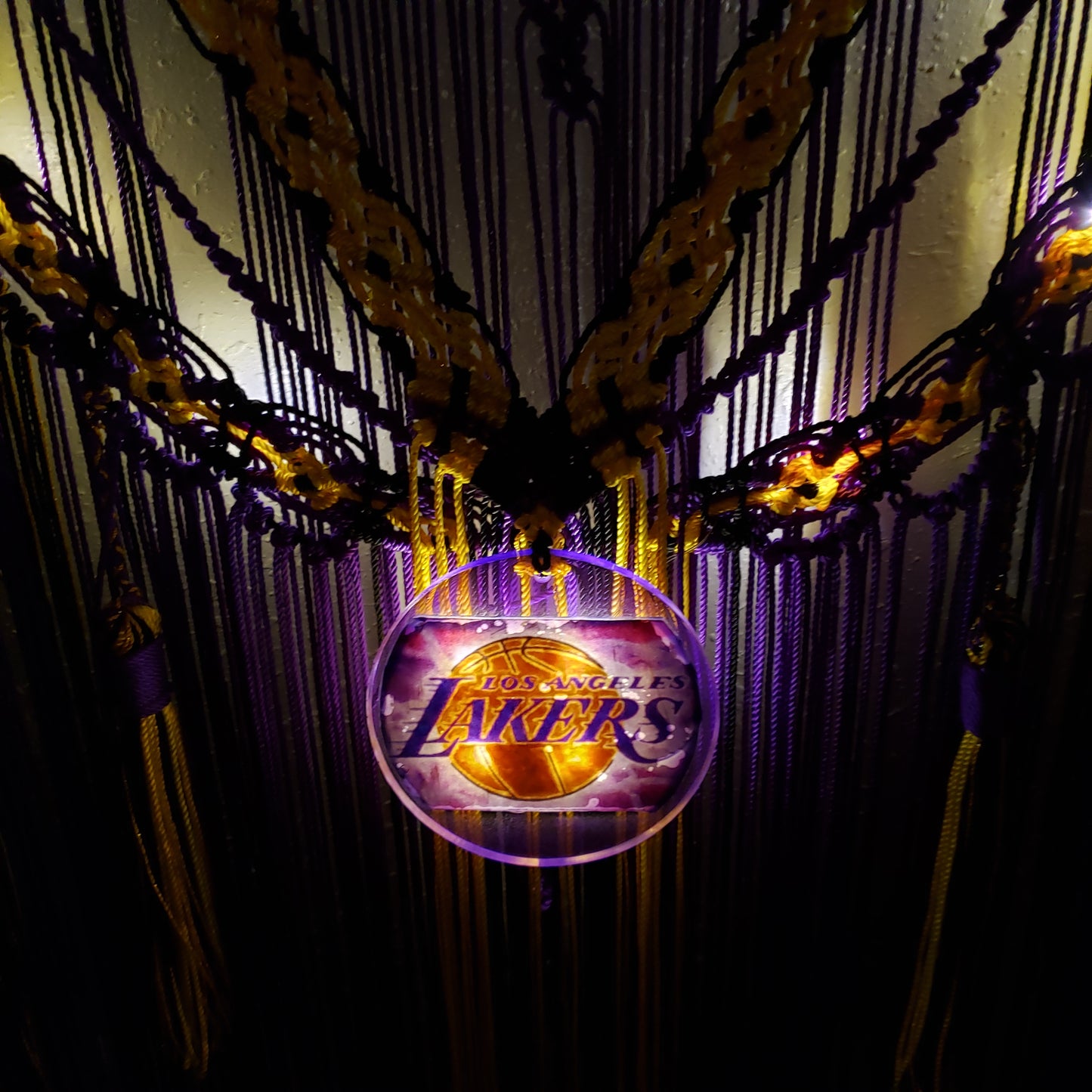 MADE TO ORDER- Lakers Light Up  Macrame wall hanging.