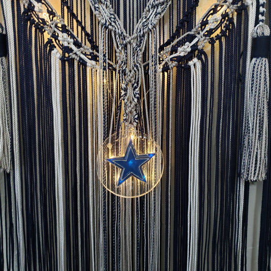 MADE TO ORDER- Cowboys Light Up  Macrame wall hanging.