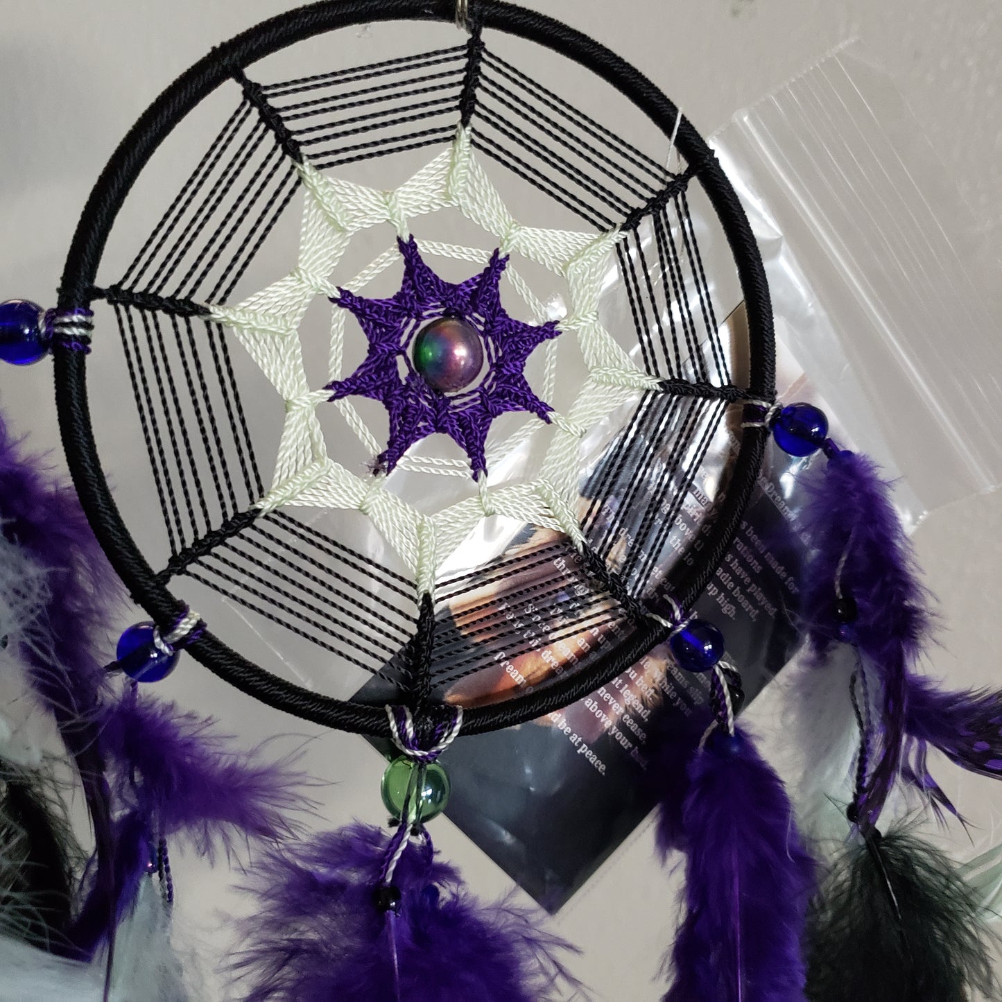 4 inch Black, Lime Green, and Purple Dream Catcher