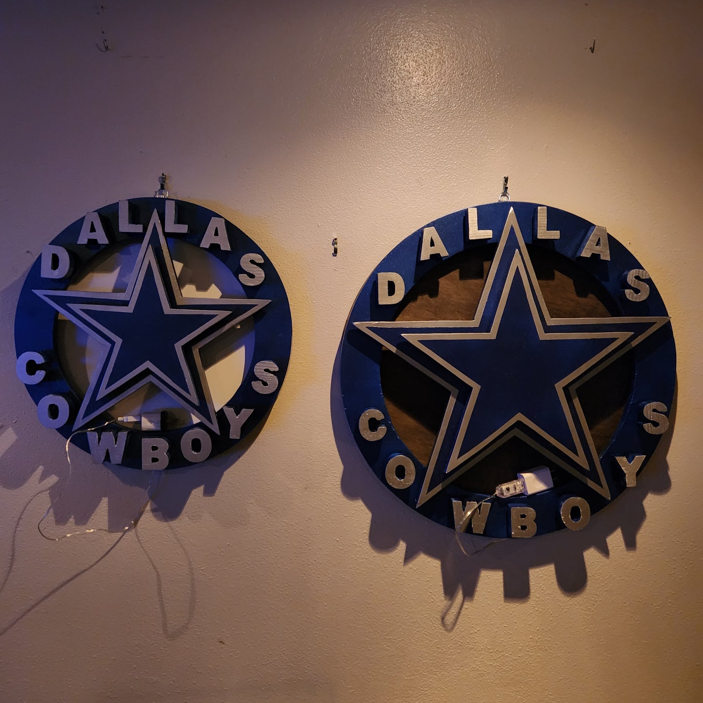 Large Illuminated Cowboys Sign Stained Wood background with Remote