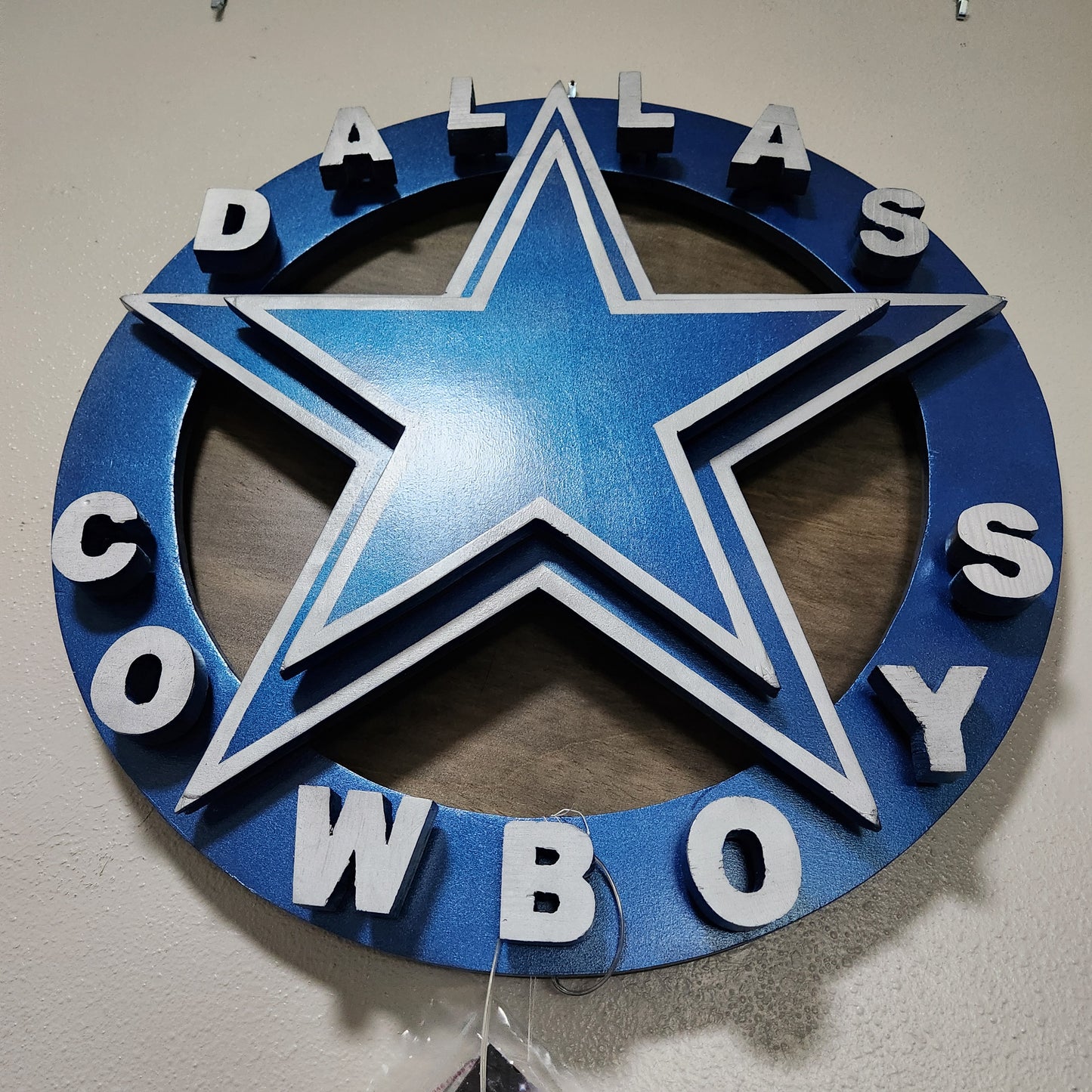 Large Illuminated Cowboys Sign Stained Wood background with Remote