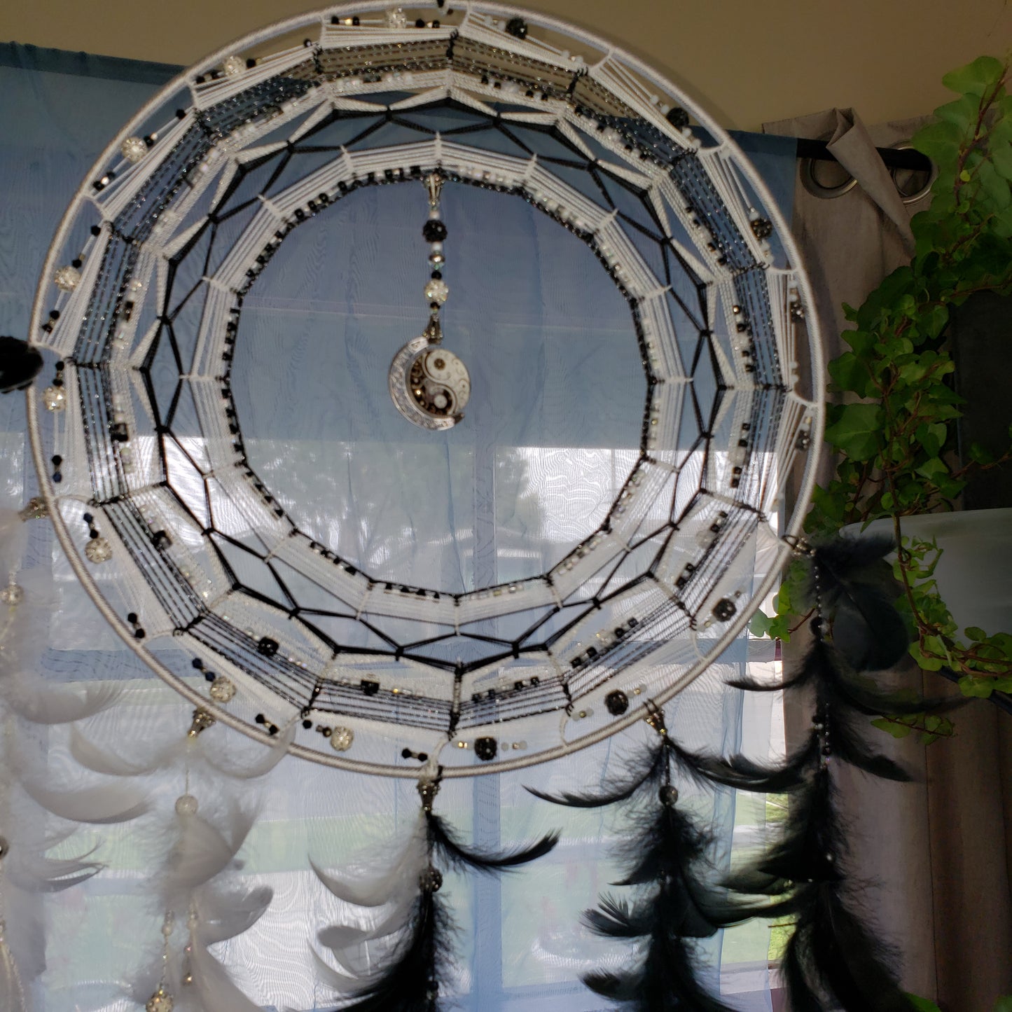 12" Black and White Dream Catcher