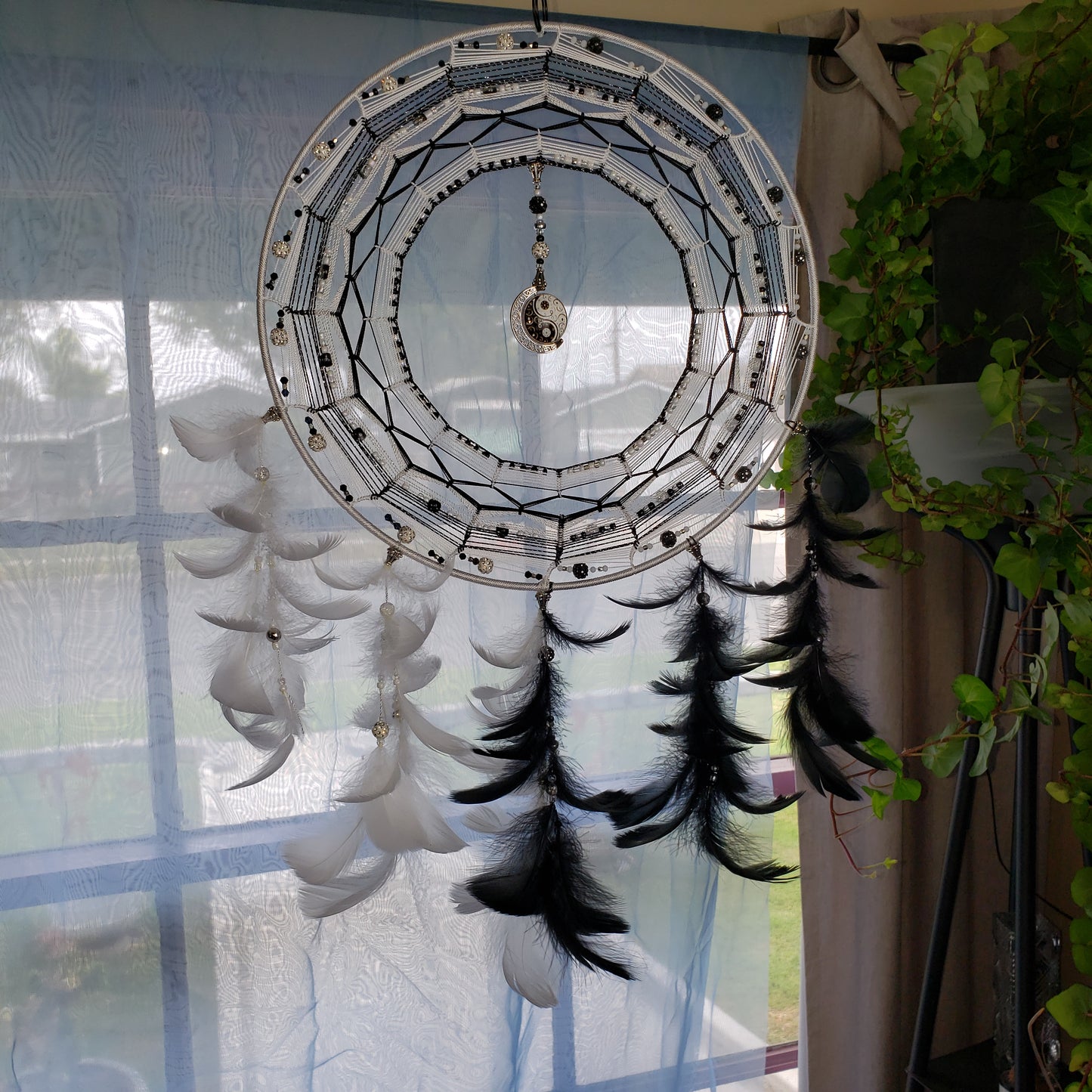 12" Black and White Dream Catcher