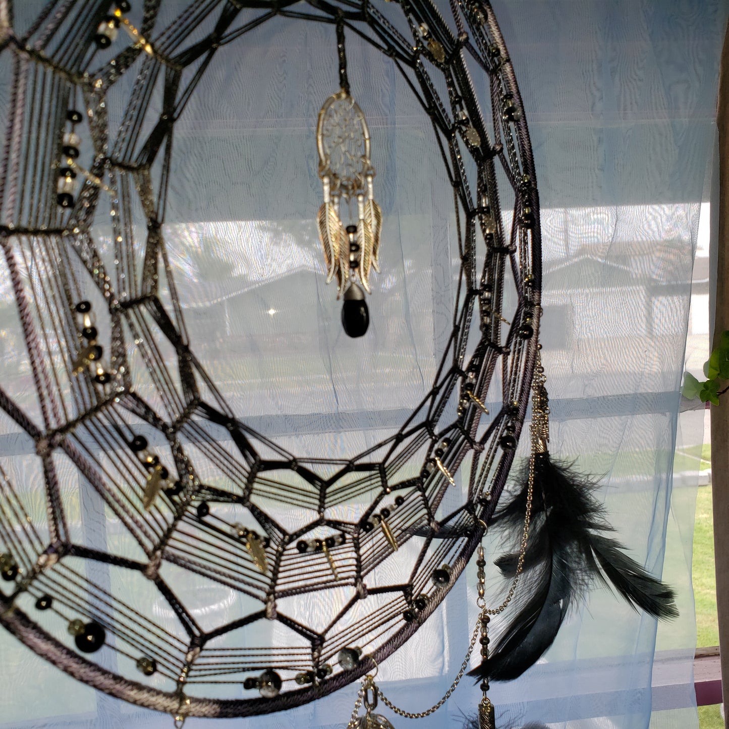12" Black and Silver Dream Catcher