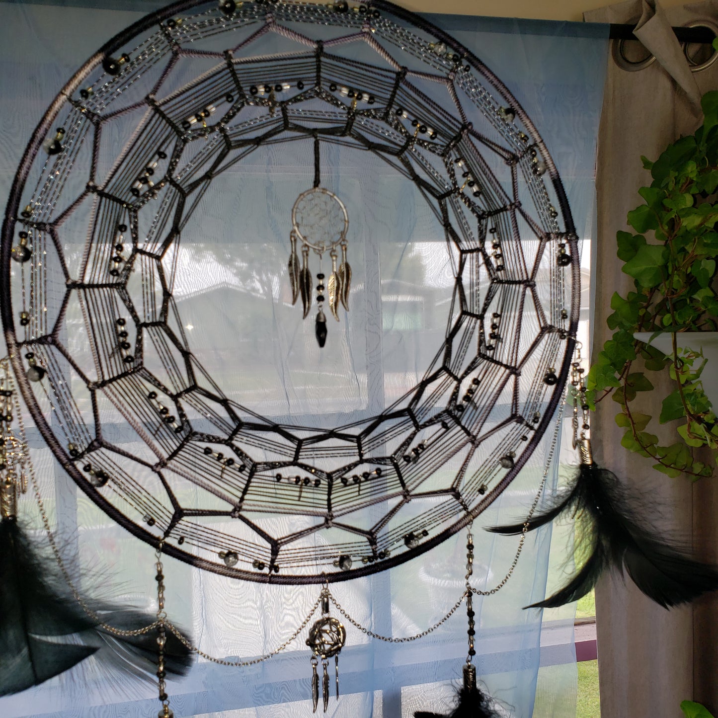 12" Black and Silver Dream Catcher