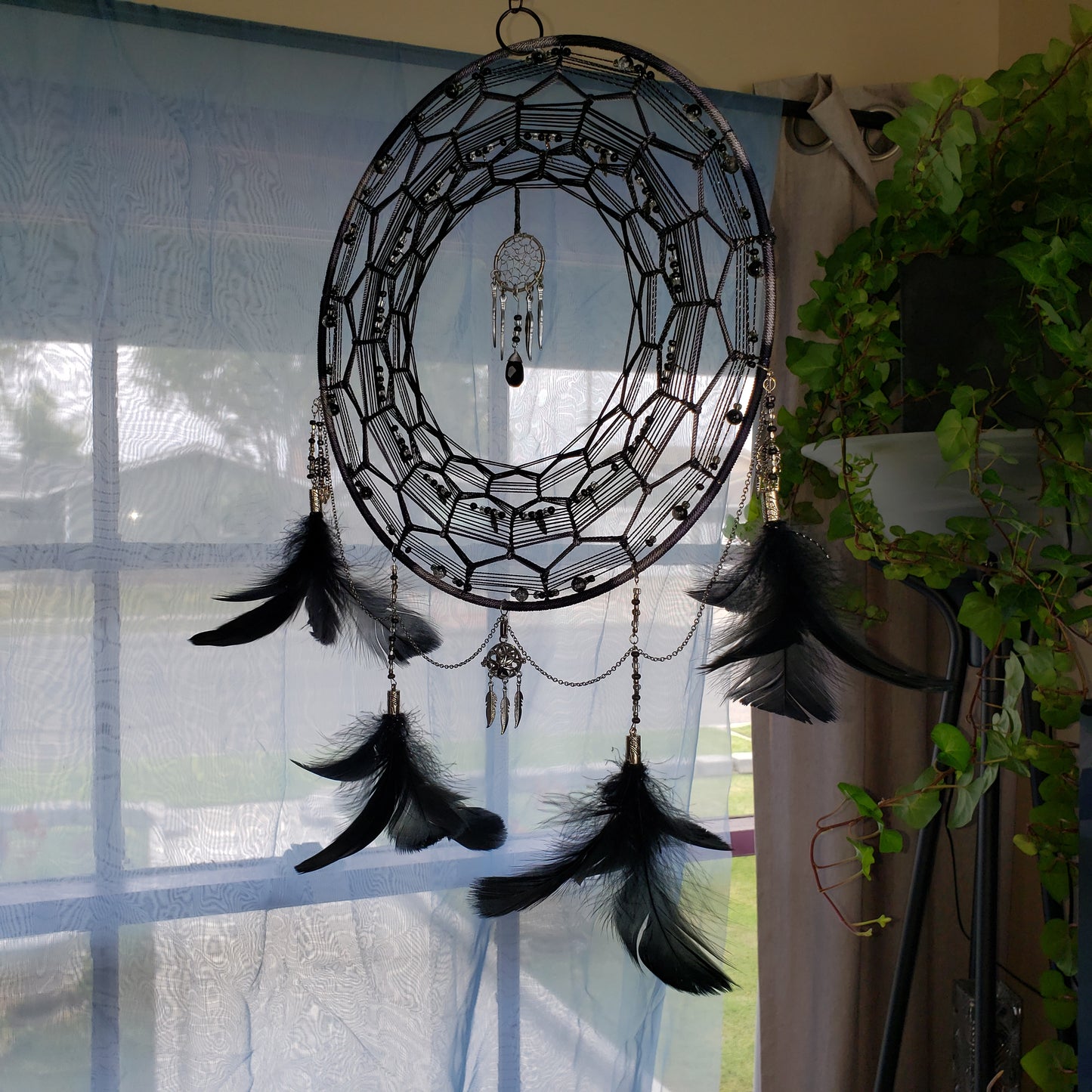 12" Black and Silver Dream Catcher