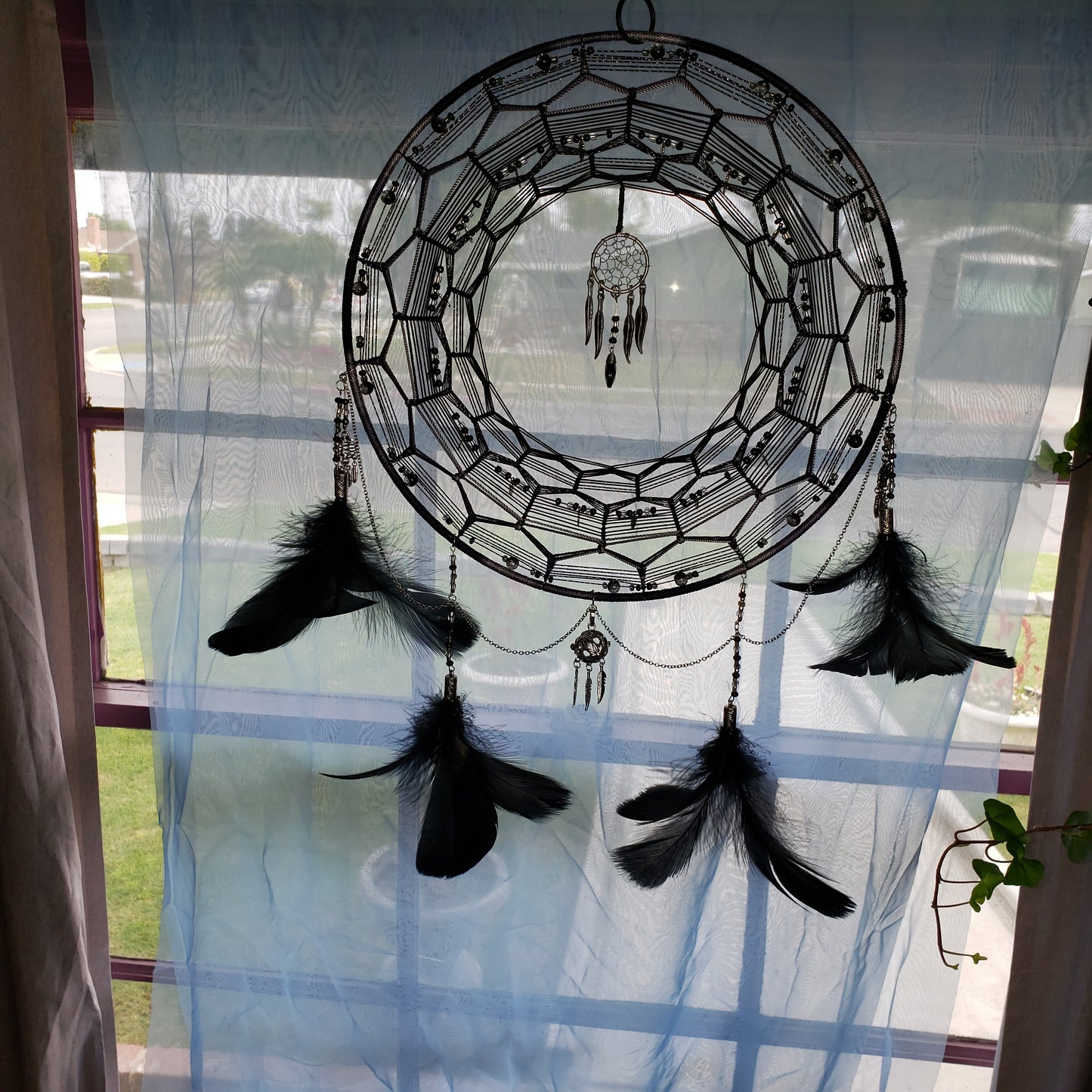 12" Black and Silver Dream Catcher
