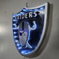 Handcrafted Raiders-Inspired Wood Wall Art – Black & Silver 18x17" Shield Sign