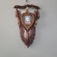 Brown-Beige Macrame feather/leaf w/Heart Picture Frame