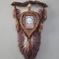 Brown-Beige Macrame feather/leaf w/Heart Picture Frame