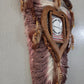 Brown-Beige Macrame feather/leaf w/Heart Picture Frame
