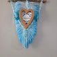 Turquise Macrame feather/leaf w/Heart Picture Frame