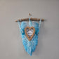Turquise Macrame feather/leaf w/Heart Picture Frame