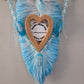 Turquise Macrame feather/leaf w/Heart Picture Frame