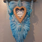 Turquise Macrame feather/leaf w/Heart Picture Frame