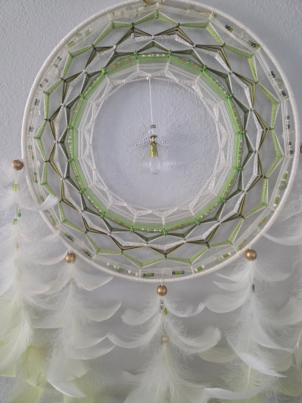 13" Olive Green/Beige Angel Dream Catcher