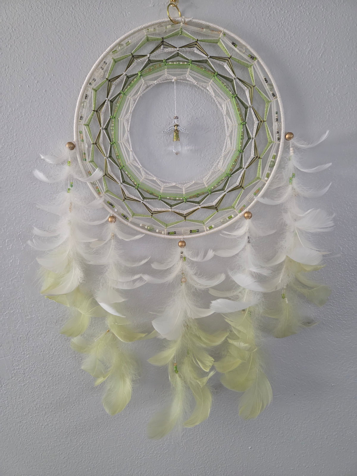 13" Olive Green/Beige Angel Dream Catcher