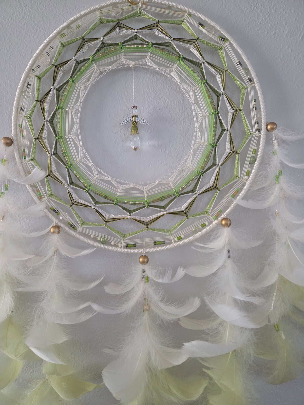 13" Olive Green/Beige Angel Dream Catcher