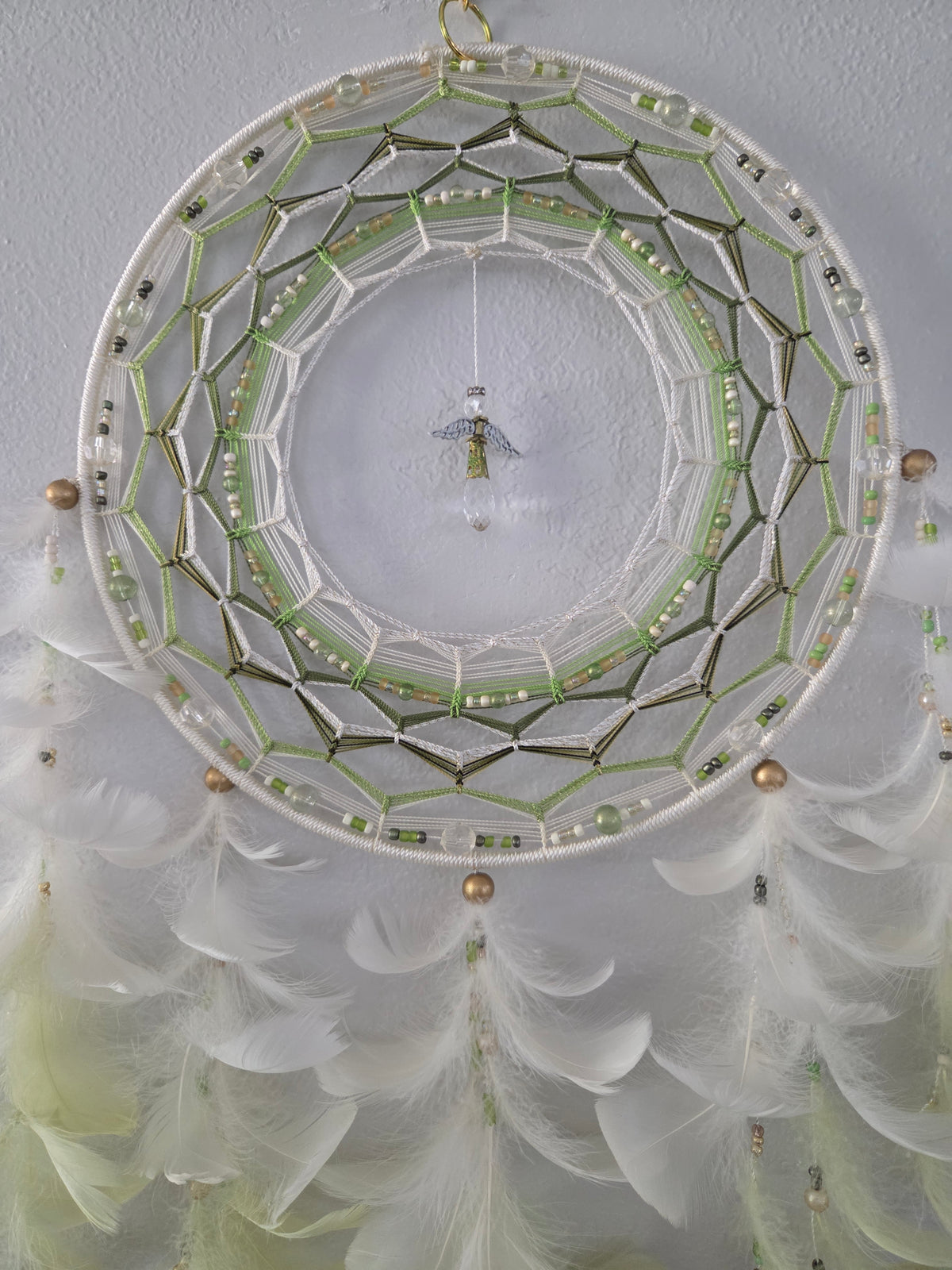13" Olive Green/Beige Angel Dream Catcher
