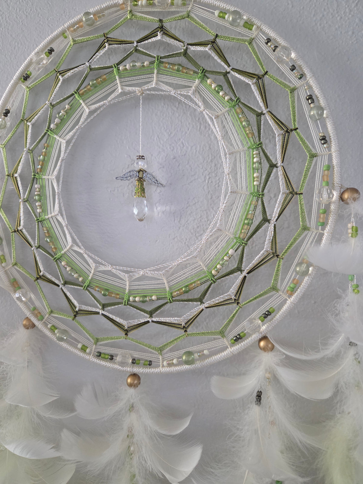 13" Olive Green/Beige Angel Dream Catcher