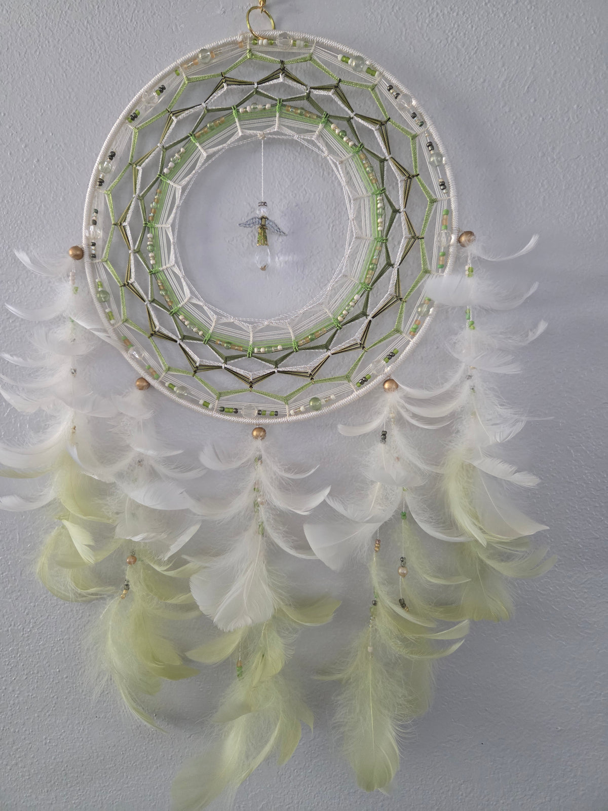 13" Olive Green/Beige Angel Dream Catcher