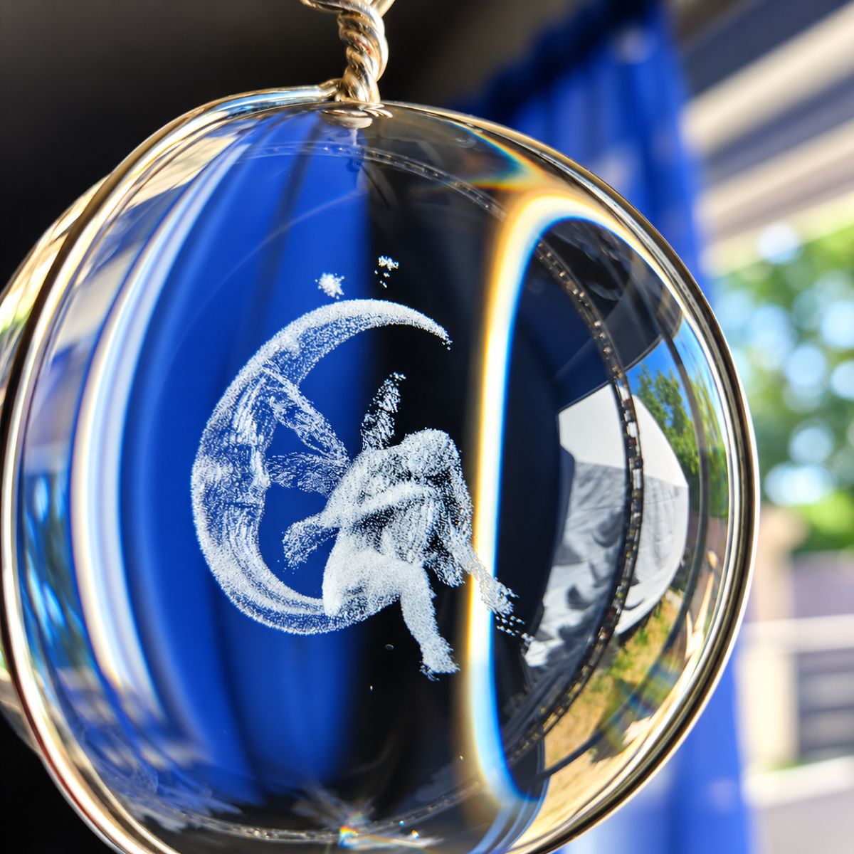 Crystal Moon Fairy Dream Catcher – Large Handcrafted White Feather Wall Hanging