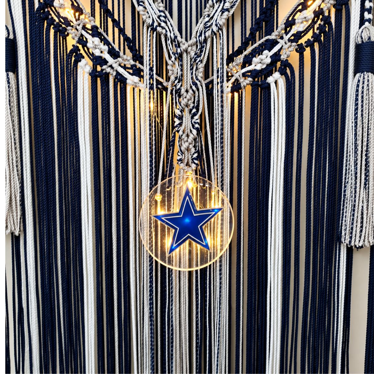 PRE-ORDER- Illuminated Cowboys Macrame wall hanging.