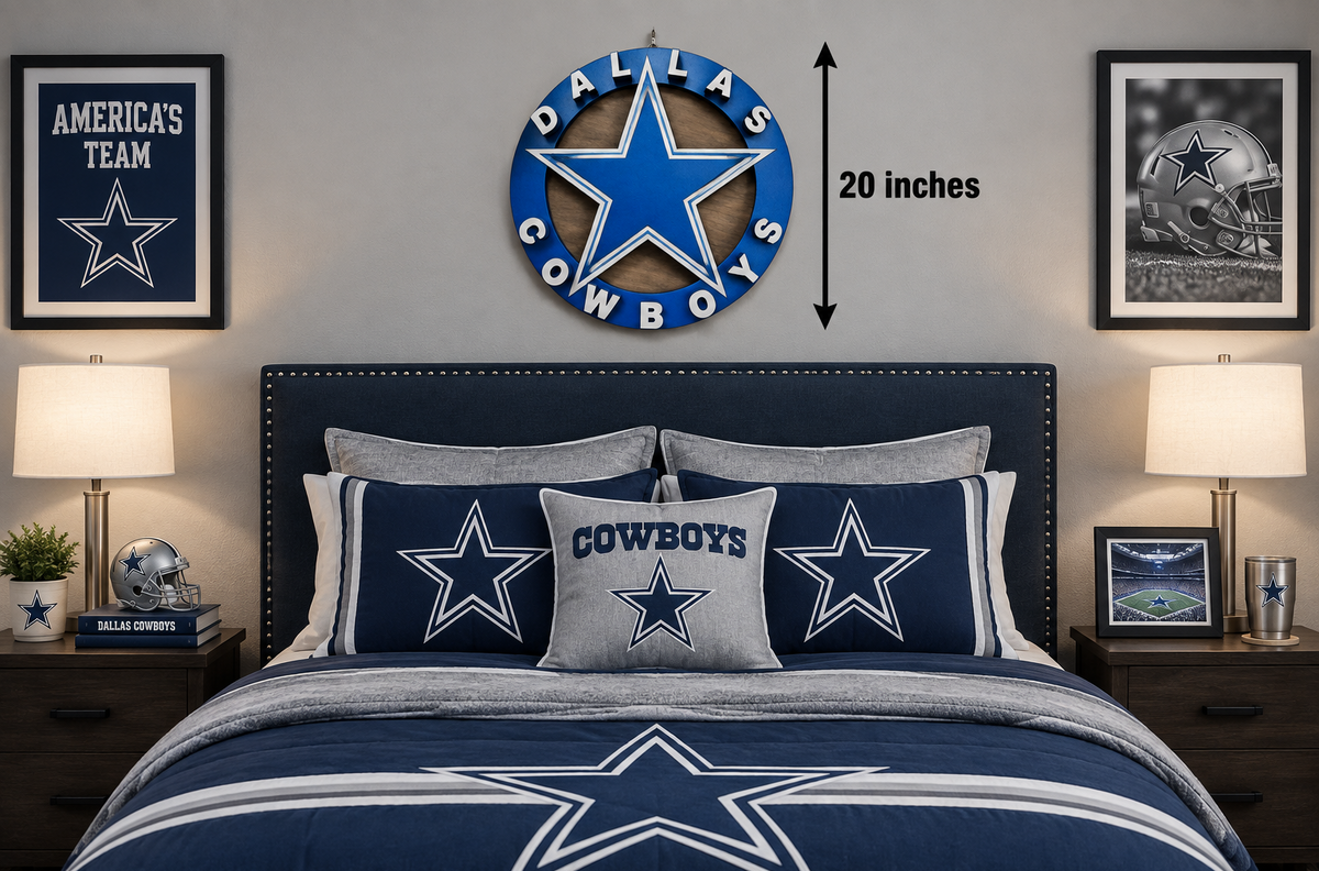 Dallas Cowboys Inspired Illuminated Wood Wall Art – 20" Handcrafted Star Sign