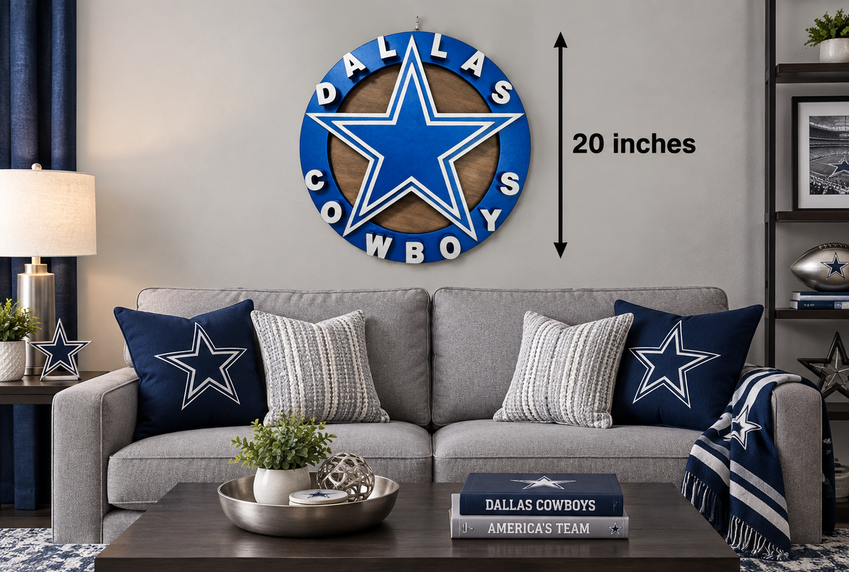 Dallas Cowboys Inspired Illuminated Wood Wall Art – 20" Handcrafted Star Sign