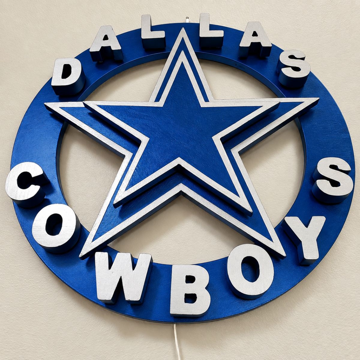 PRE-ORDER  Illuminated Dallas Cowboys Inspired Wood Wall Sign – 20"