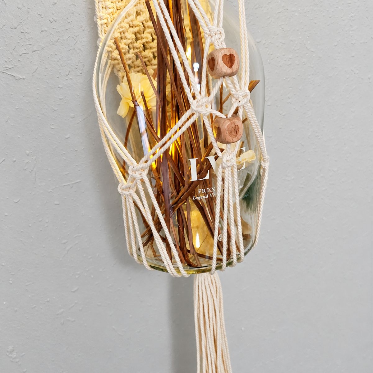Illuminated Heart Macrame wall hanging
