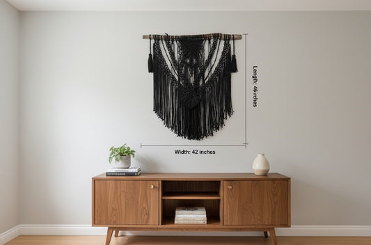 HEAVEN- Large Black Macrame on Drift Wood