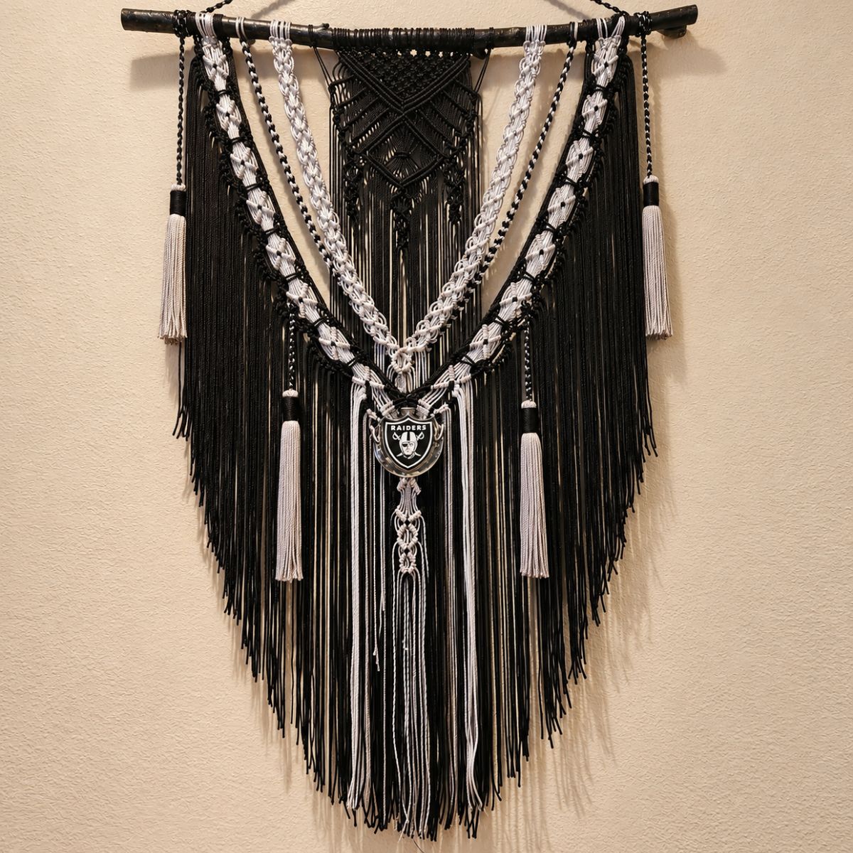 PRE-ORDER- Illuminated Raiders Macrame wall hanging.